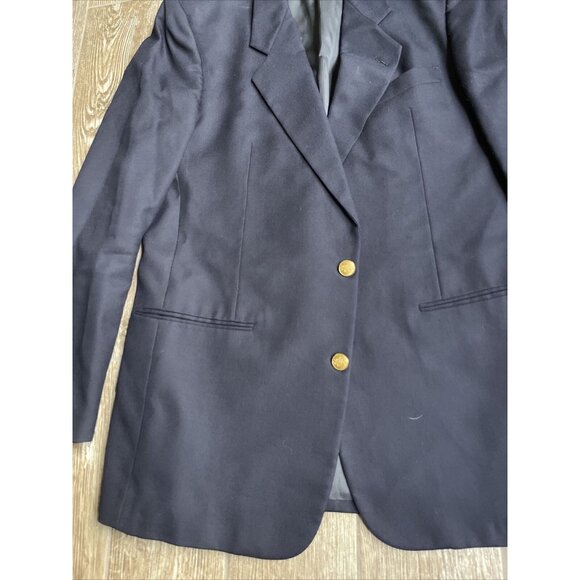 Jones Men Blazer Size 42L Navy Wool Jacket Gold Button Old Money Nautical Preppy - Picture 2 of 10